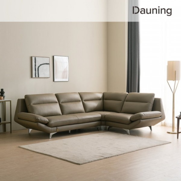 CASSINA 4인 코너형 전체 천연가죽 소파 (세트) (색상:그레이/ 방향:우향)